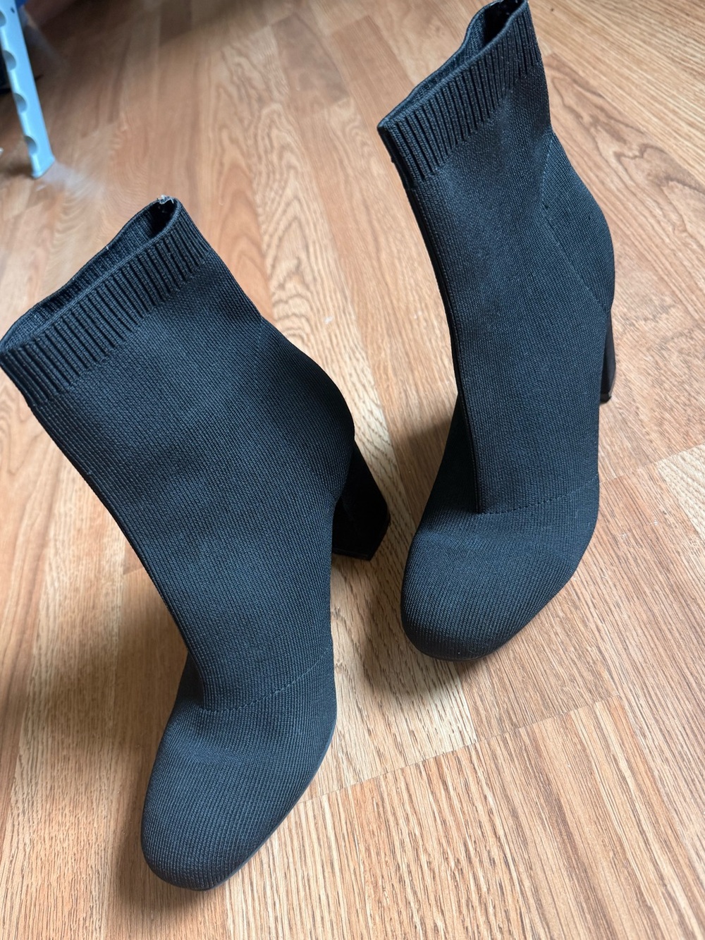 MIA Womens Black Knit Cushioned Block Heel Booties 9 M